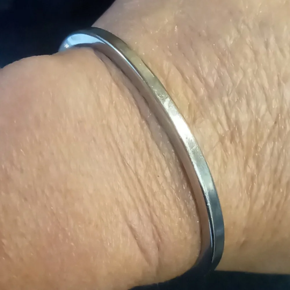 Men's Silver Stainless Open Cuff Bracelet Sz 9
